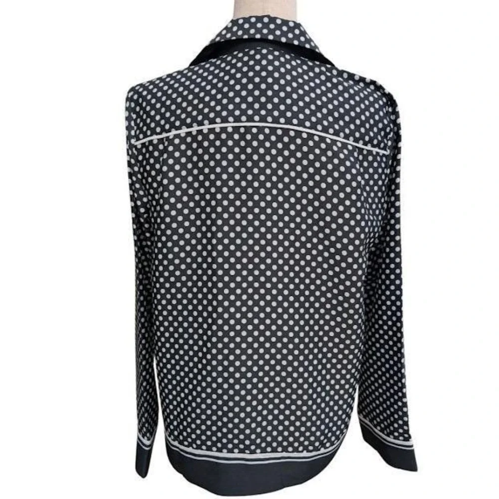 J. Crew Marie Marot Black White Polka‎ Dot Pajama Top Blouse Button Up S